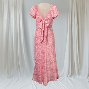 Francescas Audrey Parks Sz XS Maxi Dress Floral Print Pink White Lined Back Zip